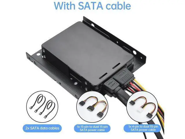 Alt view image 6 of 7 - Aomoproing 2 Pack Double-Deck SSD Mounting Bracket SSD Adapter 2.5" to 3.5" Hard Drive with SATA Cable and Power Splitter Cable Metal SSD HDD Holder Compatible with 2.5 to 3.5 Drive Bay