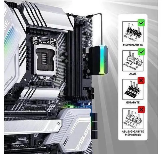 Alt view image 6 of 7 - ATX 24 Pin to 90 Degree Power Plug Adapter 5V ARGB Mainboard Motherboard Power Supply Cable Connector DIY Mounting Modular White Black