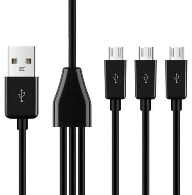 Alt view image 6 of 7 - Aomoproing 3-in-1 USB 2.0 A Male to Micro USB Male Charging Cord, Data Sync Adapter, Splitter Cable (Black-1m-3 Pack)
