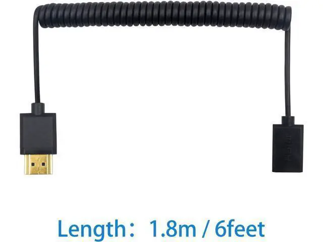 Alt view image 4 of 7 - 4K HDMI Extension Cable 6FT/1.8M, Coiled HDMI Male to Female Cable Compatible for Nintendo Switch, Xbox One S 360, PS5, PS4, Roku TV Stick, Blu Ray Player, etc