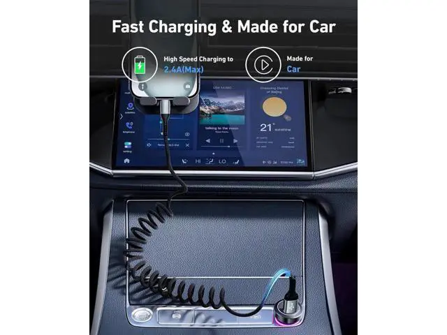 Alt view image 6 of 6 - USB C Cable Nylon Braided Coiled 3FT USB A to Type C Charger Cord for Car 66W Fast Charging Cable Compatible with Samsung Galaxy S20 S10 S9 S8 Plus, Note 10 9 8 and Other USB C Devices - 2Pack