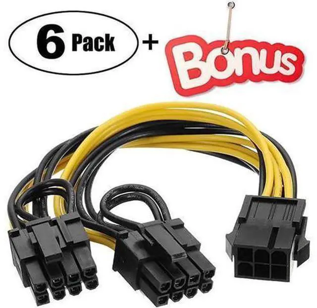 Alt view image 3 of 4 - Aomoproing PCI-e 6 Pin to Dual PCIe 8 Pin (6+2) Graphics Card PCI Express Power Adapter GPU VGA Y-Splitter Extension Cable Mining Video Card Sleeved Power Cable 9 inches 6 Pack +Bonus