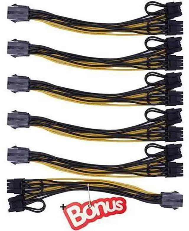 Alt view image 4 of 4 - Aomoproing PCI-e 6 Pin to Dual PCIe 8 Pin (6+2) Graphics Card PCI Express Power Adapter GPU VGA Y-Splitter Extension Cable Mining Video Card Sleeved Power Cable 9 inches 6 Pack +Bonus
