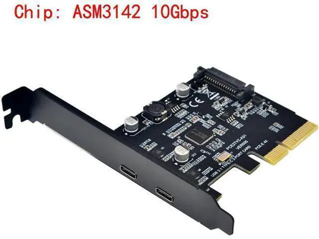 Main image of USB 3.1 PCIE Raiser Card Dual Reversible USB 3.1 Gen 2 Type-C Ports PCI-E PCI Express X4 SATA 15Pin Connector