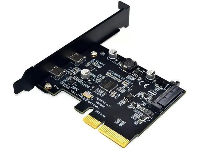 Alt view image 4 of 7 - USB 3.1 PCIE Raiser Card Dual Reversible USB 3.1 Gen 2 Type-C Ports PCI-E PCI Express X4 SATA 15Pin Connector