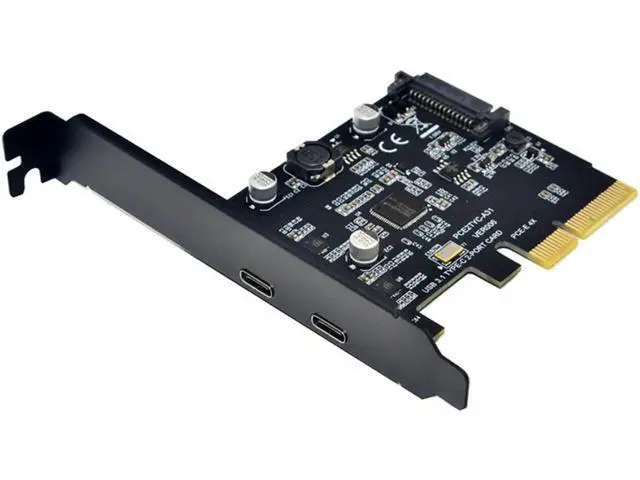 Alt view image 5 of 7 - USB 3.1 PCIE Raiser Card Dual Reversible USB 3.1 Gen 2 Type-C Ports PCI-E PCI Express X4 SATA 15Pin Connector