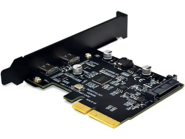 Alt view image 7 of 7 - USB 3.1 PCIE Raiser Card Dual Reversible USB 3.1 Gen 2 Type-C Ports PCI-E PCI Express X4 SATA 15Pin Connector