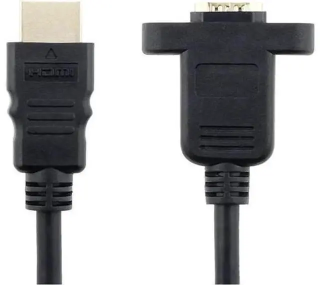 Alt view image 3 of 7 - HDMI Extension Cable High Speed HDMI Male to Female Extension Wire Cord HDMI Extender w/Screw Nut for Panel Mount - Gold Plated Plugs Black (1FT)