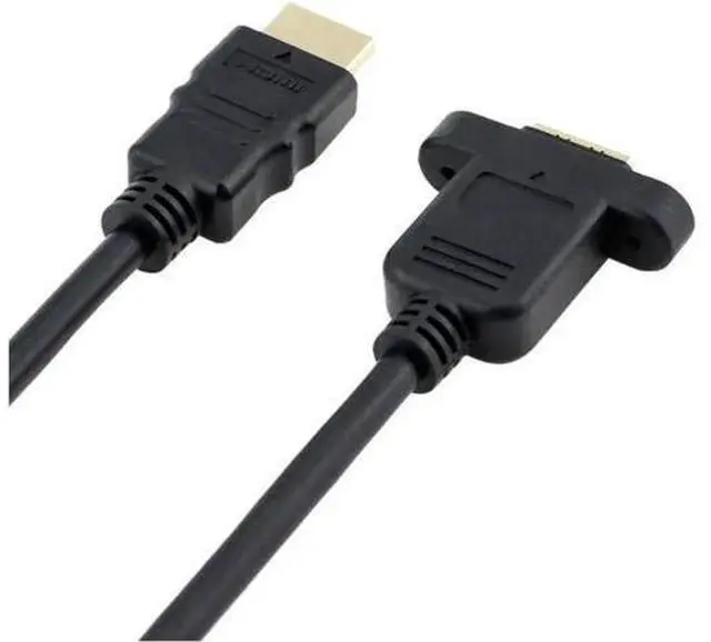 Alt view image 4 of 7 - HDMI Extension Cable High Speed HDMI Male to Female Extension Wire Cord HDMI Extender w/Screw Nut for Panel Mount - Gold Plated Plugs Black (1FT)