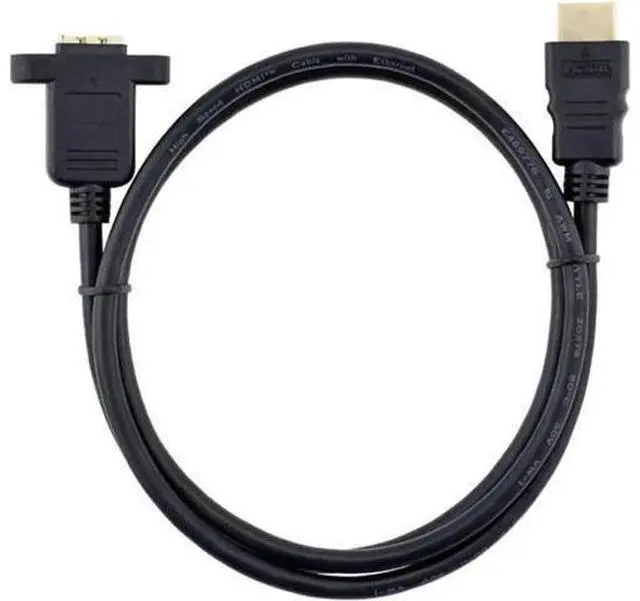 Alt view image 6 of 7 - HDMI Extension Cable High Speed HDMI Male to Female Extension Wire Cord HDMI Extender w/Screw Nut for Panel Mount - Gold Plated Plugs Black (1FT)