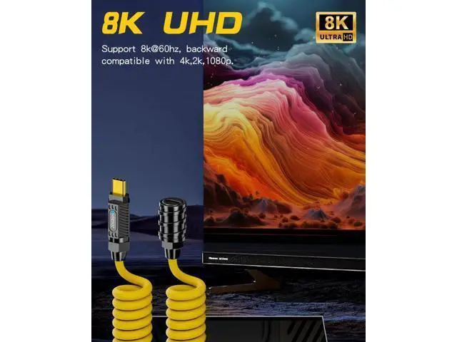 Alt view image 2 of 6 - Coiled USB C Extension Cable, Coiled USB C Male to Female Extension Cable,140W & 20Gbps & 8K@60Hz, Spring Type C Charger Silicone Cable for Phone,MacBook, Max Stretched 5ft