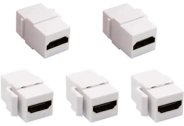 Main image of HDMI Keystone Coupler, Gold Plated HDMI Keystone Jack Insert Female to Female 3D 4K Coupler Adapter for Wall Plate (White/5 Pack)