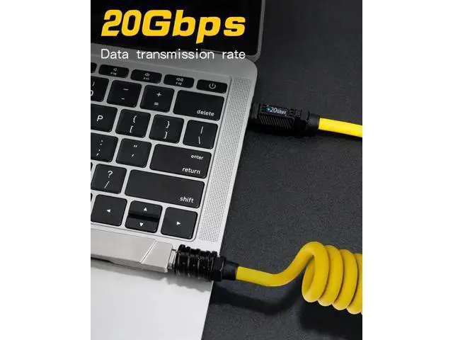 Alt view image 5 of 6 - Coiled USB C Extension Cable, Coiled USB C Male to Female Extension Cable,140W & 20Gbps & 8K@60Hz, Spring Type C Charger Silicone Cable for Phone,MacBook, Max Stretched 5ft