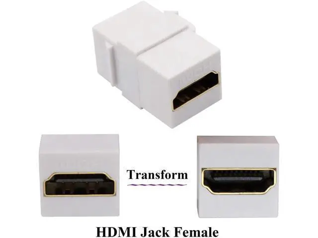 Alt view image 4 of 7 - HDMI Keystone Coupler, Gold Plated HDMI Keystone Jack Insert Female to Female 3D 4K Coupler Adapter for Wall Plate (White/5 Pack)