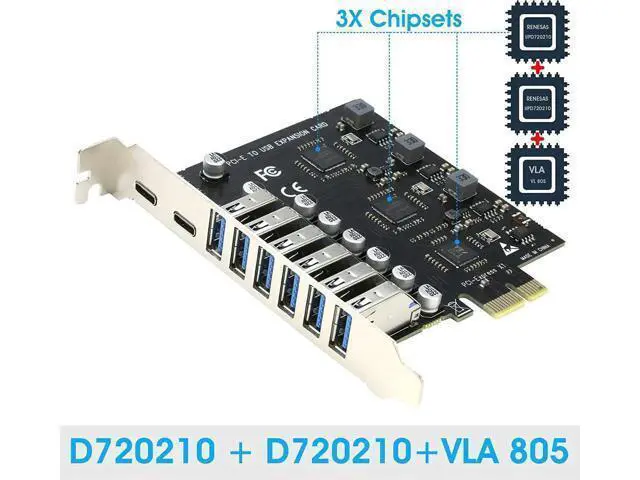 Alt view image 5 of 5 - USB 3.0 PCIe Card, PCI-e to 2Port USB C + 6 Port USB 3.0 Internal Expansion Card 5GbpsUSB 3.0 PCIe Card, PCI-e to 2Port USB C + 6 Port USB 3.0 Internal Expansion Card 5Gbps