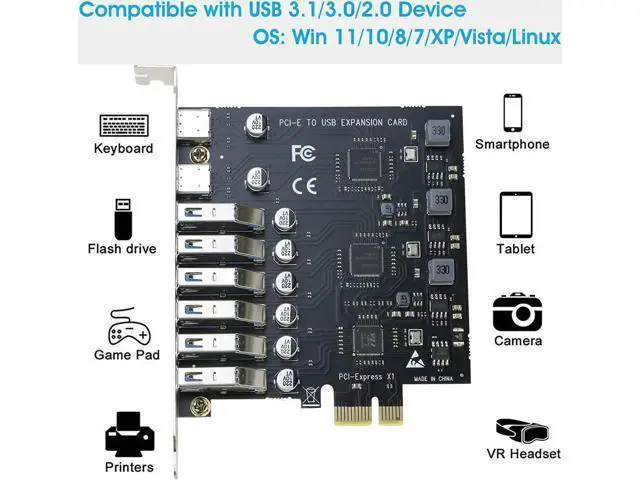 Alt view image 4 of 5 - USB 3.0 PCIe Card, PCI-e to 2Port USB C + 6 Port USB 3.0 Internal Expansion Card 5GbpsUSB 3.0 PCIe Card, PCI-e to 2Port USB C + 6 Port USB 3.0 Internal Expansion Card 5Gbps