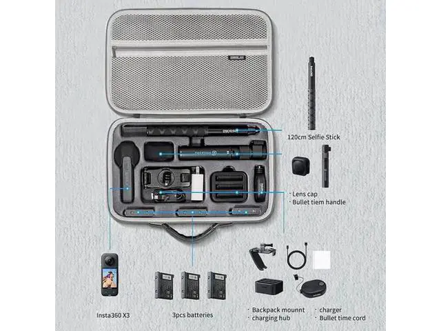 Alt view image 4 of 7 - Insta360 X3 Case, Waterproof Portable Storge Bag Travel Case for Insta360 X3 One Camera Accessories
