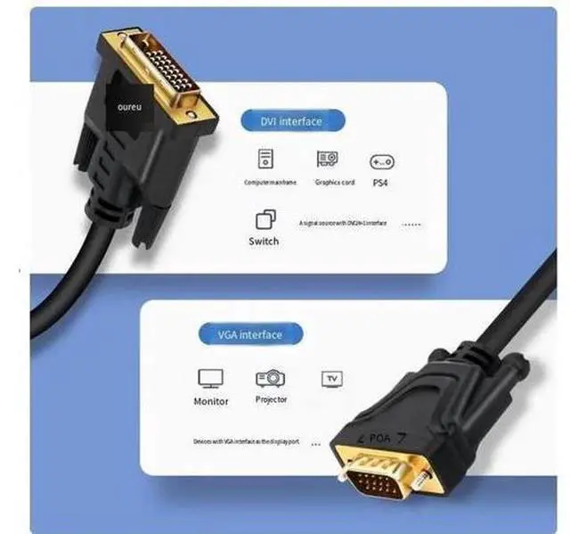 Alt view image 2 of 6 - ONTEN DVI to VGA adapter 24+1 to vda computer monitor host connection cable converter 3m