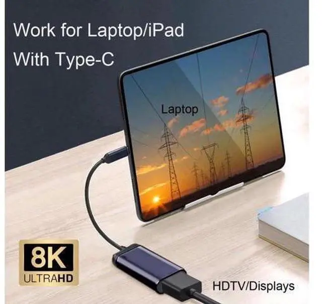 Alt view image 3 of 3 - USB-C Type-C USB4 Source to Female HDTV 2.0 Cable Display 8K 60HZ UHD 4K HDTV Male Monitor