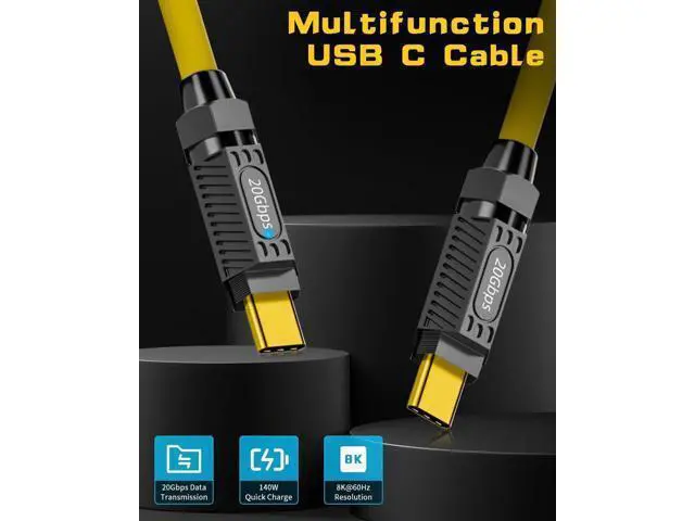 Alt view image 4 of 6 - USB C to USB C Charging Cable 6ft, 140W 20Gbps Type C to Type C Fast Charging Silicone Cable, with LED Light, Support 8K@60hz for MacBook Pro,Galaxy S23 S22, Yellow