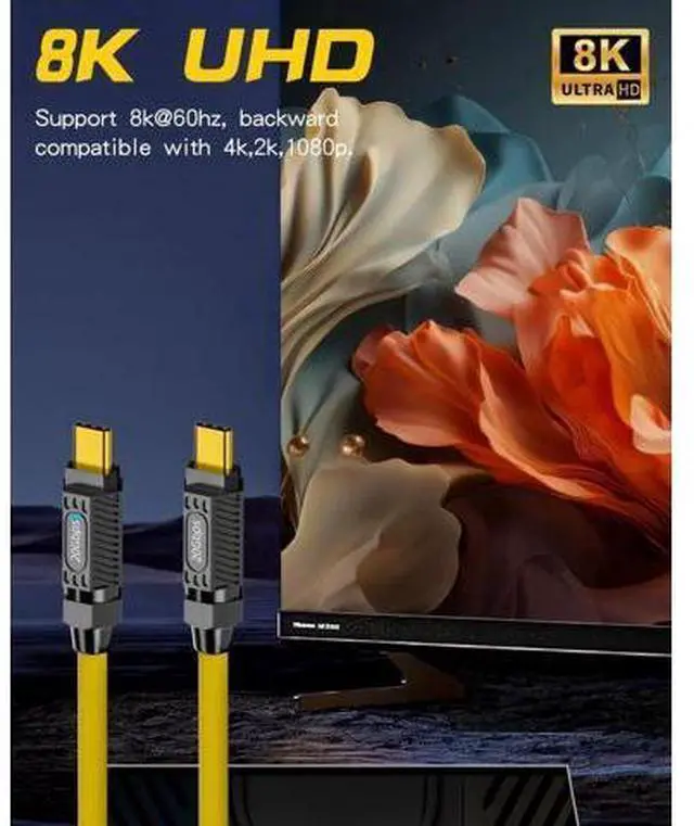 Alt view image 6 of 6 - USB C to USB C Charging Cable 6ft, 140W 20Gbps Type C to Type C Fast Charging Silicone Cable, with LED Light, Support 8K@60hz for MacBook Pro,Galaxy S23 S22, Yellow