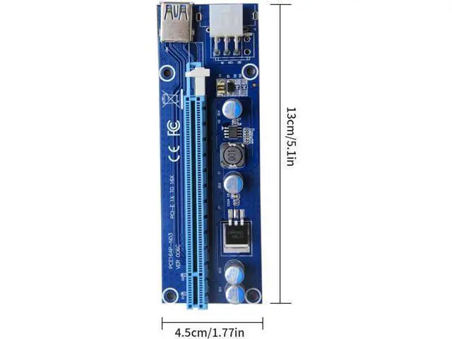 Alt view image 3 of 7 - 6pcs 006C PCIe 1x to 16x Express Riser Card Graphic pci-e riser Extender 60cm USB 3.0 Cable SATA to 6Pin Power for BTC mining