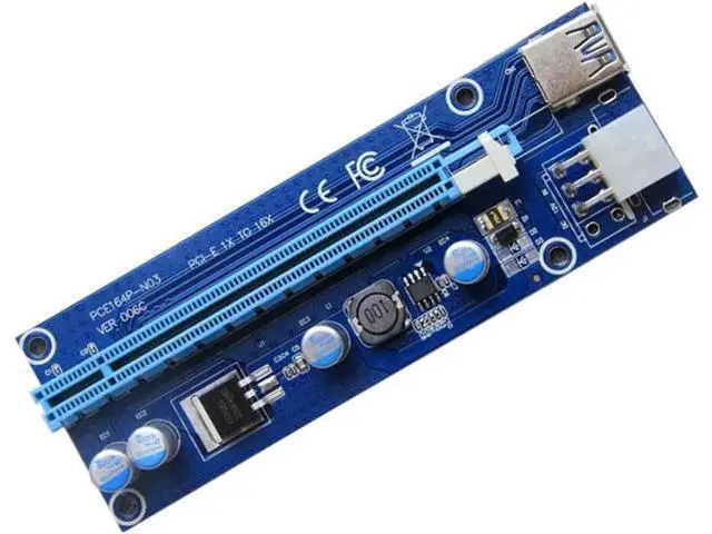 Alt view image 4 of 7 - 6pcs 006C PCIe 1x to 16x Express Riser Card Graphic pci-e riser Extender 60cm USB 3.0 Cable SATA to 6Pin Power for BTC mining