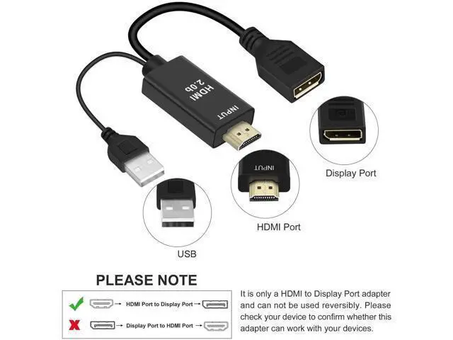 Alt view image 5 of 7 - AOMOPROING 4K@60Hz HDMI to DisplayPort Cable Adapter/Converter with USB Power, Male to Female HDMI to DP Adaptor for Monitor, Support HDMI2.0 HDCP2.2, Compatible with , PS5, NS, Mac Mini(NOT USB Port)