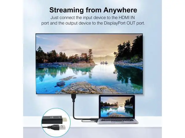 Alt view image 3 of 7 - AOMOPROING 4K@60Hz HDMI to DisplayPort Cable Adapter/Converter with USB Power, Male to Female HDMI to DP Adaptor for Monitor, Support HDMI2.0 HDCP2.2, Compatible with , PS5, NS, Mac Mini(NOT USB Port)