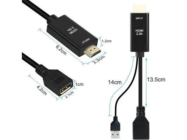 Alt view image 7 of 7 - AOMOPROING 4K@60Hz HDMI to DisplayPort Cable Adapter/Converter with USB Power, Male to Female HDMI to DP Adaptor for Monitor, Support HDMI2.0 HDCP2.2, Compatible with , PS5, NS, Mac Mini(NOT USB Port)