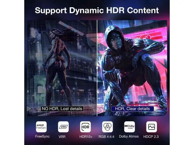 Alt view image 5 of 7 - 8K@60Hz DisplayPort to HDMI Adapter, Uni-Directional DP 1.4a to HDMI 2.1 Converter Cable, Support 8K, 4K@120Hz, 2K@240Hz, VRR, HDR, HDCP 2.3, DSC 1.2a for HP, ASUS, DELL, GPU, AMD, NVIDIA