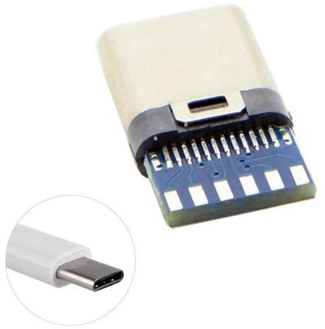 Alt view image 7 of 7 - Aomoproing 5set DIY 24pin USB 3.1 Type C USB-C Male Plug Connector SMT Type with 3.5mm SR and Housing Cover