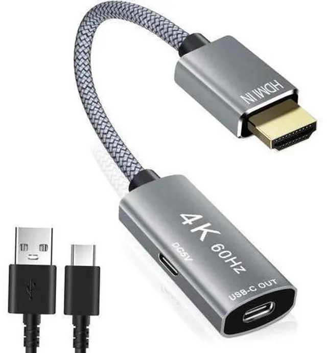 Main image of HDMI Male to USB-C Female Cable Adapter with USB-C Power Cable Type C 3.1 (Display) to HDMI (Source) Converter 4K 60Hz Thunderbolt 3 Adapter for New MacBook Pro Mac Surface Xreal Air Rokid