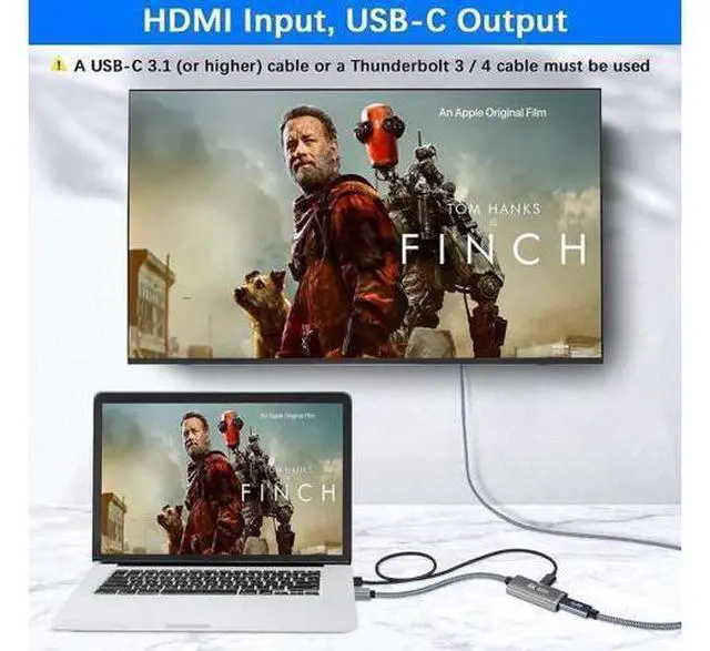 Alt view image 2 of 7 - HDMI Male to USB-C Female Cable Adapter with USB-C Power Cable Type C 3.1 (Display) to HDMI (Source) Converter 4K 60Hz Thunderbolt 3 Adapter for New MacBook Pro Mac Surface Xreal Air Rokid