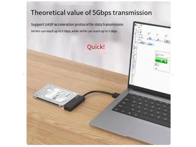 Alt view image 6 of 6 - SATA to USB3.0 hard drive enclosure adapter 5Gbps, suitable for 2.5-inch desktop and laptop computers to replace optical drives with mechanical ssd solid-state drives