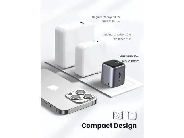 Alt view image 2 of 6 - 30W USB C Charger Nexode Foldable GaN PPS Compact Fast Wall Charger Block USB-C Power Adapter for iPhone 16/15/14/13 Galaxy S24 Ultra/S23 (Black)