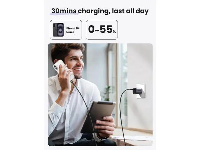 Alt view image 3 of 6 - 30W USB C Charger Nexode Foldable GaN PPS Compact Fast Wall Charger Block USB-C Power Adapter for iPhone 16/15/14/13 Galaxy S24 Ultra/S23 (Black)
