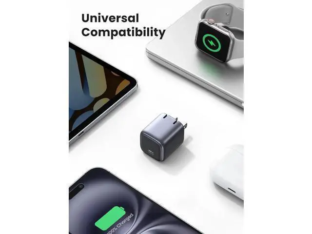 Alt view image 5 of 6 - 30W USB C Charger Nexode Foldable GaN PPS Compact Fast Wall Charger Block USB-C Power Adapter for iPhone 16/15/14/13 Galaxy S24 Ultra/S23 (Black)