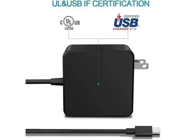 Alt view image 2 of 7 - 87W / 90W USB C Power Adapter, Type C Power Delivery PD Wall Charger 87W (Compatible 61W, 45W, 30W and 12W) for MacBook Pro Air 2018, HP, Dell, Lenovo and Any Laptops or Smart Phones with USB C