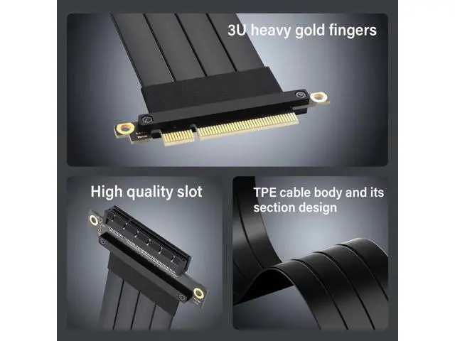 Alt view image 3 of 7 - Aomoproing PCIe 3.0 X8 Extension Cable PCI-E 8X Male to Female Riser Cable 25CM (180 Degree M/F)