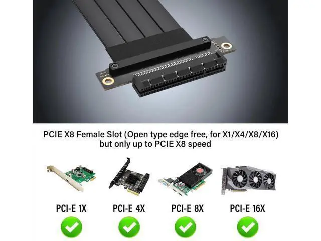 Alt view image 4 of 7 - Aomoproing PCIe 3.0 X8 Extension Cable PCI-E 8X Male to Female Riser Cable 25CM (180 Degree M/F)