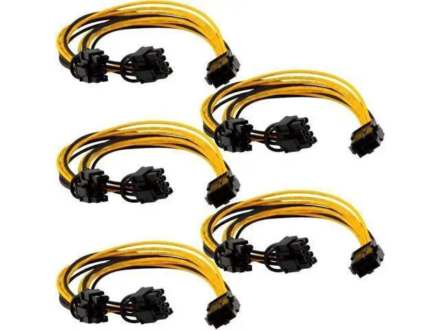 Alt view image 2 of 2 - 5-pack PCI-E 6-pin to 2x 6+2-pin Power Splitter Cable PCIE PCI Express 5X