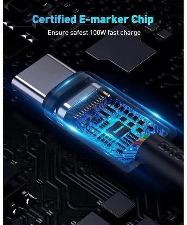Alt view image 4 of 7 - USB C Cable, Baseus 100W PD 5A QC 4.0 Fast Charging USB C to USB C Cable, Zinc Alloy Nylon Braided Type C Data Cable for Samsung S21 S20+ S10 Note 10 iPad Pro MacBook Pro Google Pixel and more (6.6ft)