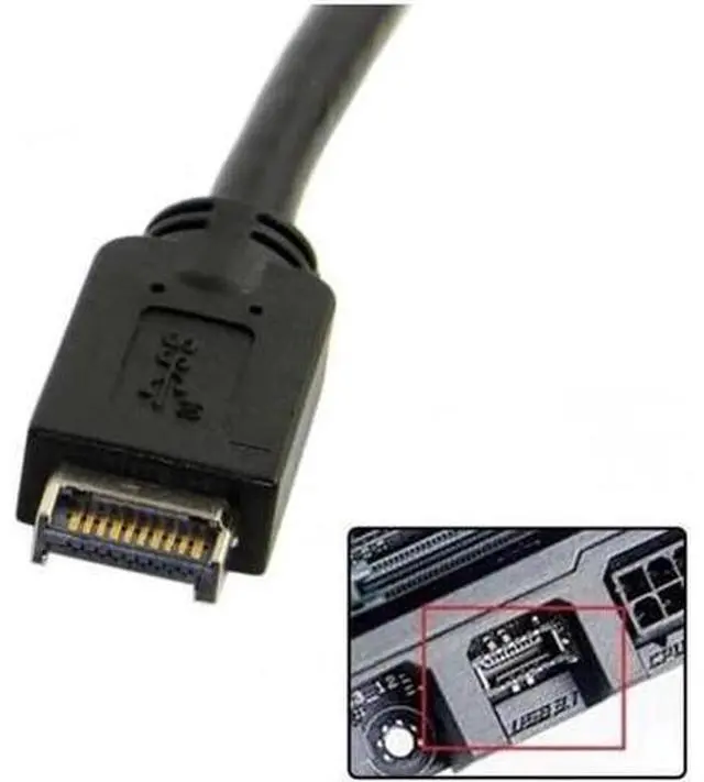 Alt view image 3 of 5 - Aomoproing USB 3.1 Front Panel Header to USB-C Type-C Female Extension Cable 40cm with Panel Mount Screw