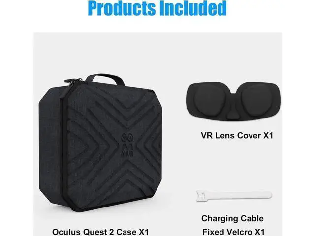 Alt view image 2 of 7 - Portable Fashion Travel Case for Oculus Quest 2, Storing VR Gaming Headset and Touch Controllers Accessories Carrying Bag (Black_