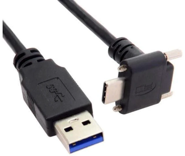 Alt view image 5 of 7 - Aomoproing Down Up Angled USB 3.1 Type-C Dual Screw Locking to Standard USB3.0 Data Cable 90 Degree Compatible for Camera (3.0M)