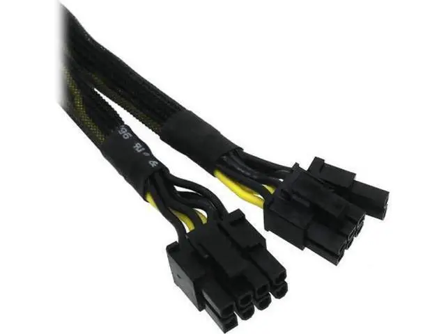 Alt view image 3 of 5 - 16 Gauge 8-Pin Female to Dual 8 Pin (6+2) Male 30.5 cm (12-inch) 16 AWG PCI-E GPU Miner Graphics Video Card VGA Sleeved Braided Woven Extension Power Cable Splitter Black Swan Mining 4/Pack
