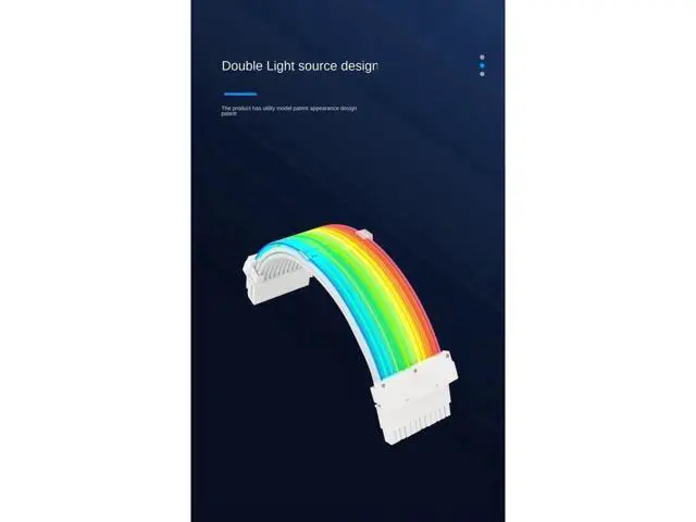 Alt view image 3 of 7 - RGB Power Extension Cable Power Luminous Cable,Power Connector Extension Cable,Dual Head Lamp 24Pin Row Acousto-Optic Synchronization,18AWG 41*0.16 Tinned Copper Wire,245mm,Arrayed Optical Fiber,Dual
