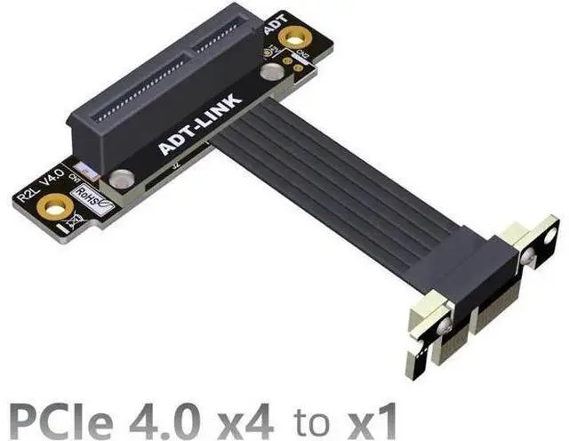 Alt view image 3 of 3 - PCIe X1 To X4 PCI Express 4.0 X1 To X4 Riser Vertical For PCIe X4 NVMe SSD, LAN, USB Cards,extension Grey