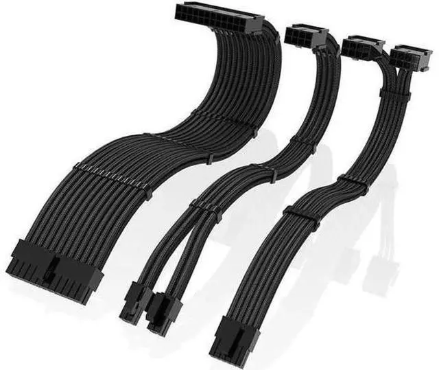 Main image of Aomoproing PSU Cable Extension Kit,16AWG and 18AWG Sleeved Cable Custom Mod for Nvidia 30' Series FE GPU Build, PC Power Supply PET Braided Extension Cable Kit with Comb- 300MM -Black